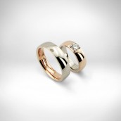 Vestuviniai žiedai - baltas/rausvas auksas 585, deimantas (briliantas) 0.50ct