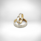 Vestuviniai žiedai Nr. 130 - baltas ir geltonas auksas 585, briliantas
