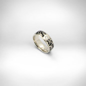 Sužadėtuvių žiedas Nr. 175 - baltas auksas 585, briliantas, emalis