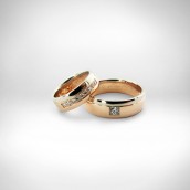 Vestuviniai žiedai - rausvas/baltas auksas 585, deimantai
