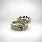 Vestuviniai žiedai - auksas 750, titanas, juodieji deimantai